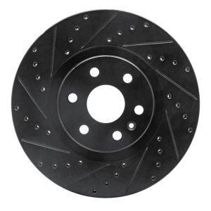 Cadillac SRX Brake Rotor (1) - Front Left - R1 Concepts - Drilled & Slotted - Black - `10-`16